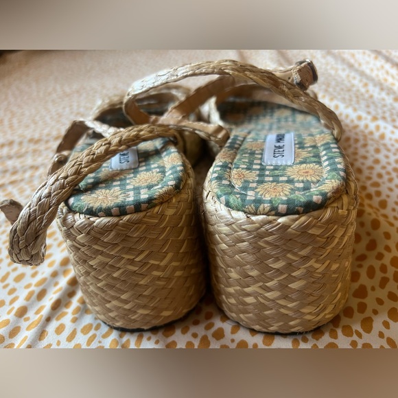 Steve Madden Vintage 90s Y2K Straw Raffia Chunky Platform Sandal 9 - Picture 4 of 11